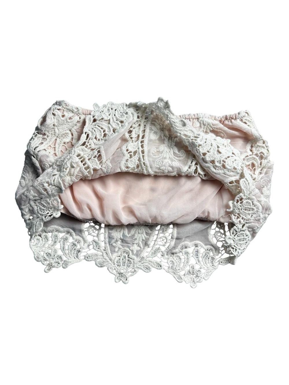 Pink Lace Crochet Overlay Tube Top Size S Boho Summer - Picture 2 of 8